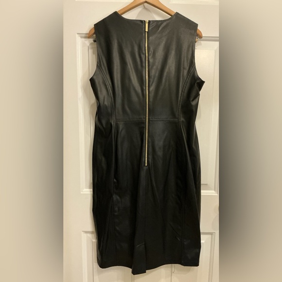 Calvin Klein Black Leather Sleeveless Dress - Picture 2 of 7